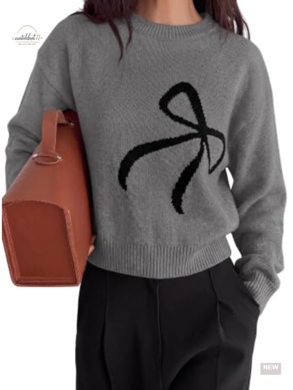 PRETTYGARDEN Women's Bow Sweater Cute Crewneck Long Sleeve Pullover Fall Winter